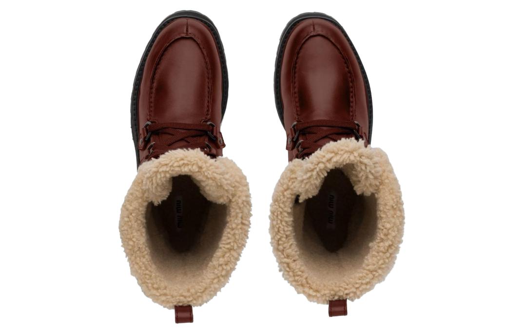 (W) MIU MIU Leather Ankle Boots 'Brown' 圖 5