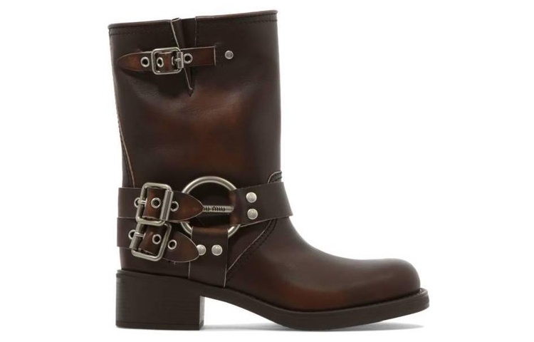 (W) MIU MIU Leather Ankle Boots 'Brown Fashion' 圖 2