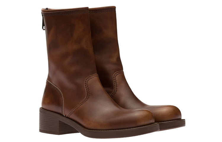 (W) MIU MIU Leather Ankle Boots 'Brown Fashion' 圖 3