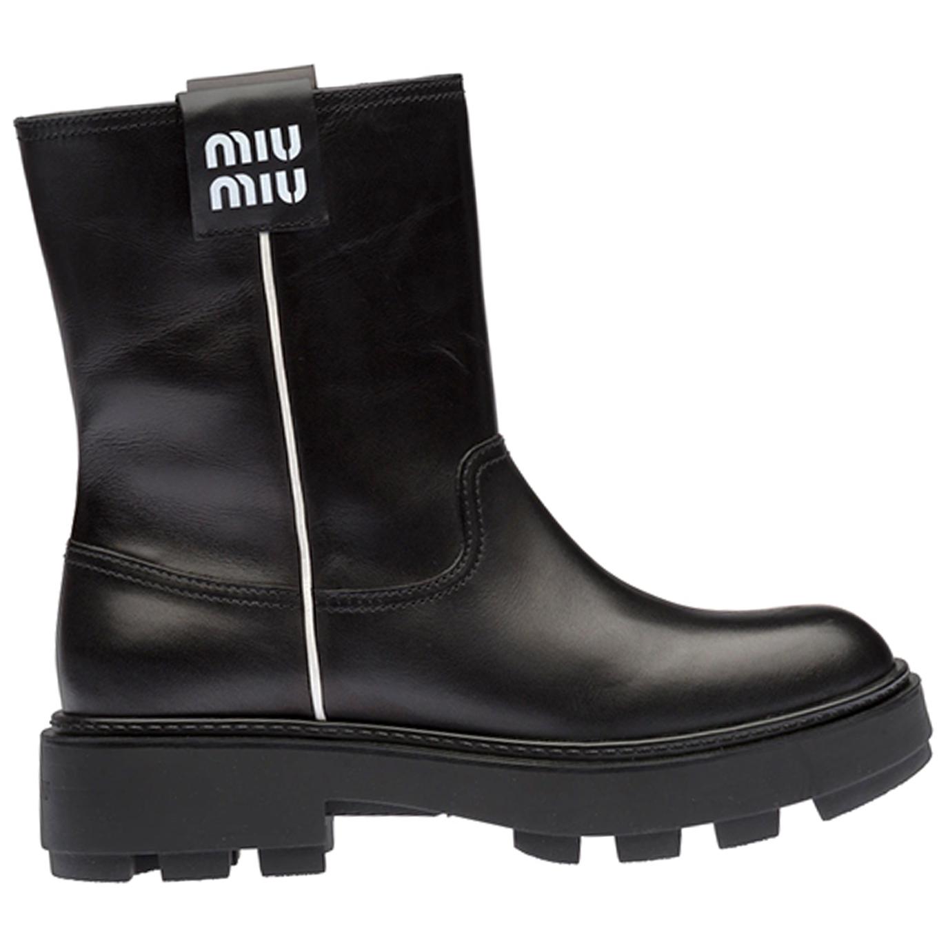 Order (W) ミュウミュウ シンプル黒レザーアンクルブーツ
(Myuumyuu Shinpuru Kuro Rezaa Ankuru Buutsu) 5U613D_3AQP_F0002_F_045