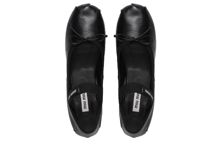 Shop (W) MIU MIU 黑色皮革芭蕾舞鞋 5F794D_XUU_F0002_F_A005