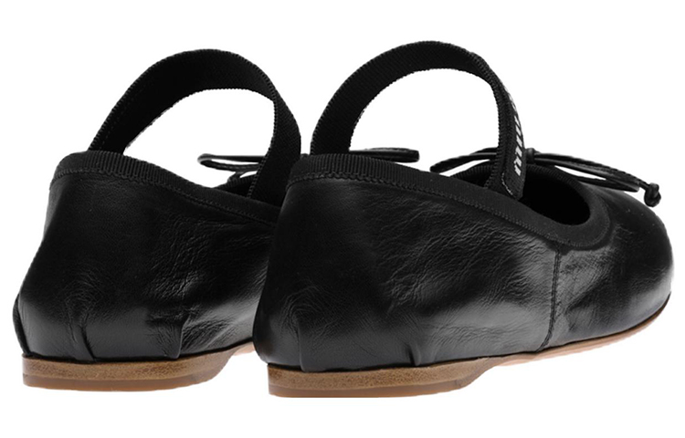 Purchase (W) MIU MIU 黑色皮革芭蕾舞鞋 5F794D_XUU_F0002_F_A005