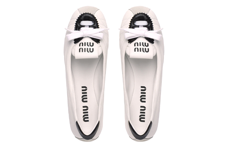 Shop (W) Ballerines en Cuir MIU MIU ''Noir et Blanc'' 5F501D_MIW_F0964_F_005