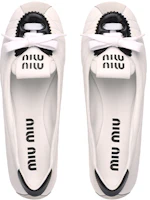 Shop (Women) MIU MIU Leather Ballet Flats 'Black and White' 5F501D_MIW_F0964_F_005