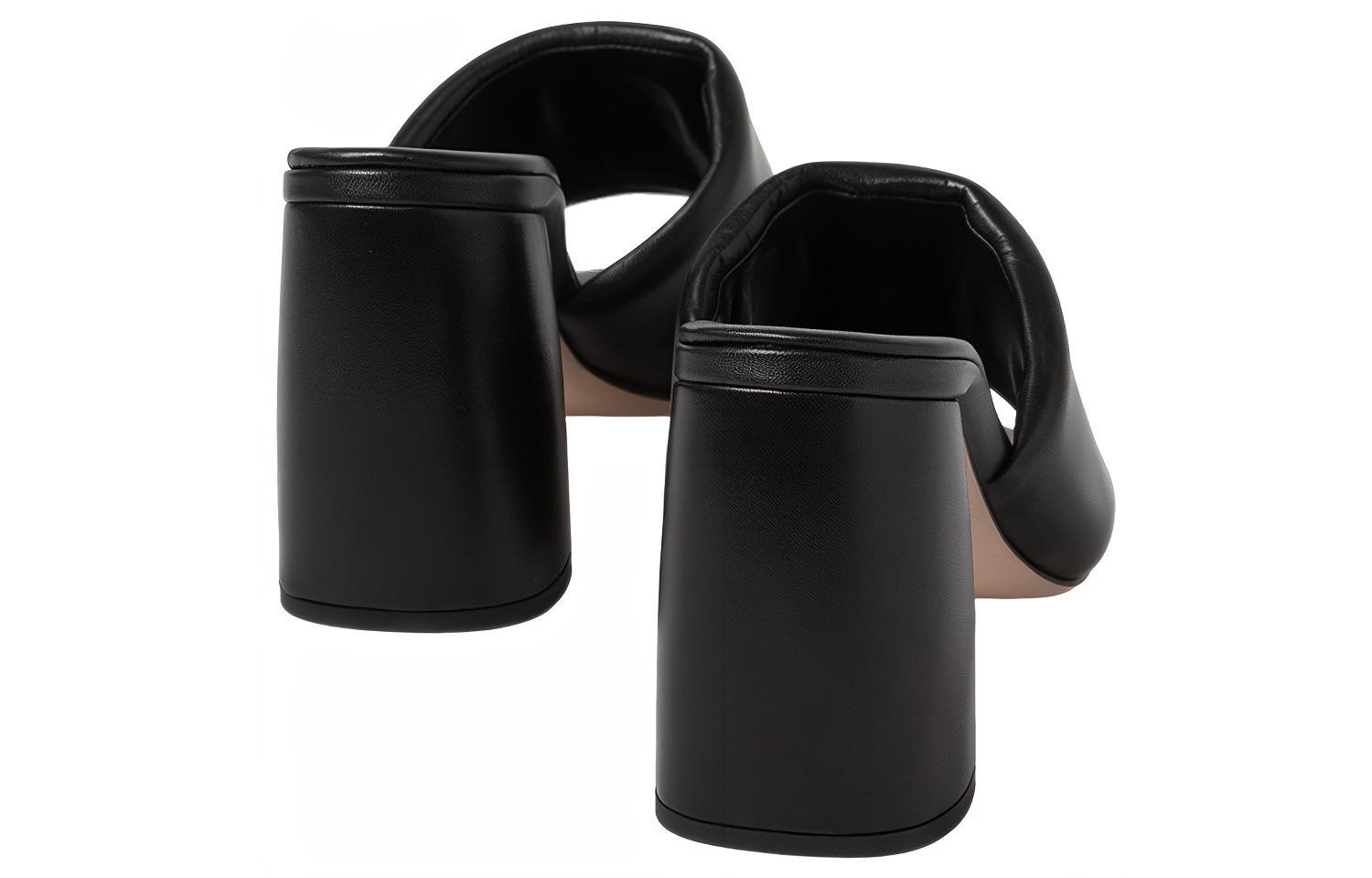 Shop (W) ミュウミュウ レザーブロックヒールスライド (黒) 5XX614_011_F0002_F_085