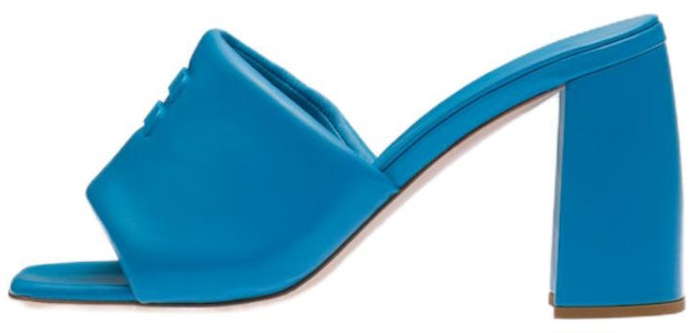 MIU MIU缪缪 皮革 方頭粗跟 時尚涼拖 8.5cm 女款 藍色 Buy MIU MIU缪缪 皮革 方頭粗跟 時尚涼拖 8.5cm 女款 藍色