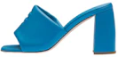 Buy (W) MIU MIU Leren Blokhak Vierkante Neus Slide ''Blauwe Mode'' 5XX614_011_F0013_F_085