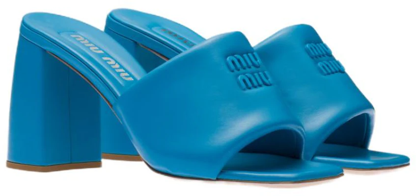 (W) MIU MIU Leren Blokhak Vierkante Neus Slide ''Blauwe Mode'' 5XX614_011_F0013_F_085 Lookbook (W) MIU MIU Leren Blokhak Vierkante Neus Slide ''Blauwe Mode'' 5XX614_011_F0013_F_085