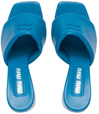 (W) MIU MIU Leren Blokhak Vierkante Neus Slide ''Blauwe Mode'' 5XX614_011_F0013_F_085 Shop (W) MIU MIU Leren Blokhak Vierkante Neus Slide ''Blauwe Mode'' 5XX614_011_F0013_F_085