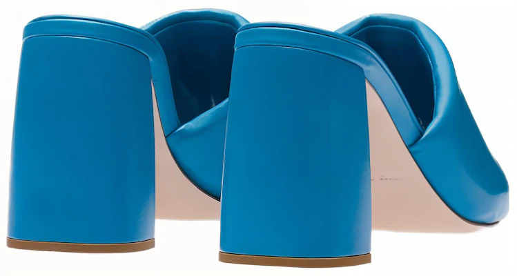(W) MIU MIU Leren Blokhak Vierkante Neus Slide ''Blauwe Mode'' 5XX614_011_F0013_F_085 Purchase (W) MIU MIU Leren Blokhak Vierkante Neus Slide ''Blauwe Mode'' 5XX614_011_F0013_F_085