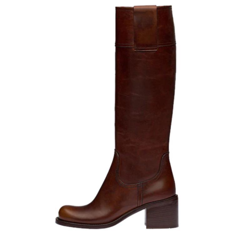 (W) MIU MIU Leather Boots 'Reddish Brown'
