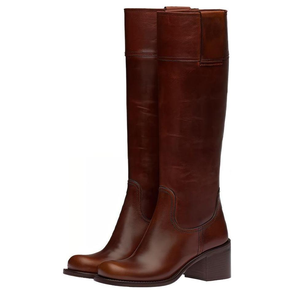 (W) MIU MIU Leather Boots 'Reddish Brown' 圖 3