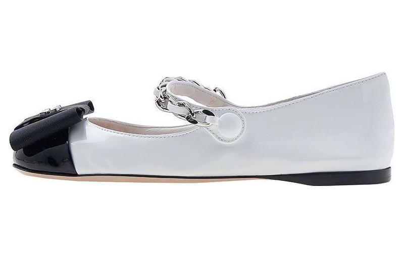 (W) MIU MIU Leather Bow Chain Strap Sneakers 'White'