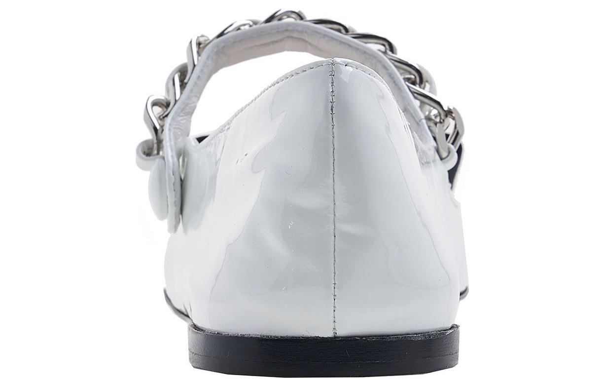 (W) MIU MIU Leather Bow Chain Strap Sneakers 'White' 圖 5