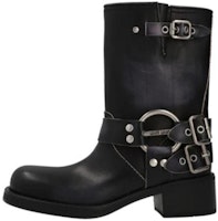 (Women) MIU MIU Leather Buckle Round Toe Boots 'Black' 5U845D_3F33_F0002 (Women) MIU MIU Leather Buckle Round Toe Boots 'Black' 5U845D_3F33_F0002