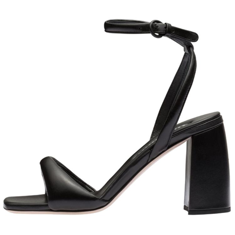 Buy (W) MIU MIU Sandales à Talons Chunky en Cuir avec Boucle ''Noir'' 5X910D_011_F0002_F_085