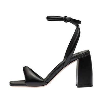 (W) MIU MIU Leather Chunky-Heel Buckle Slide 'Black'