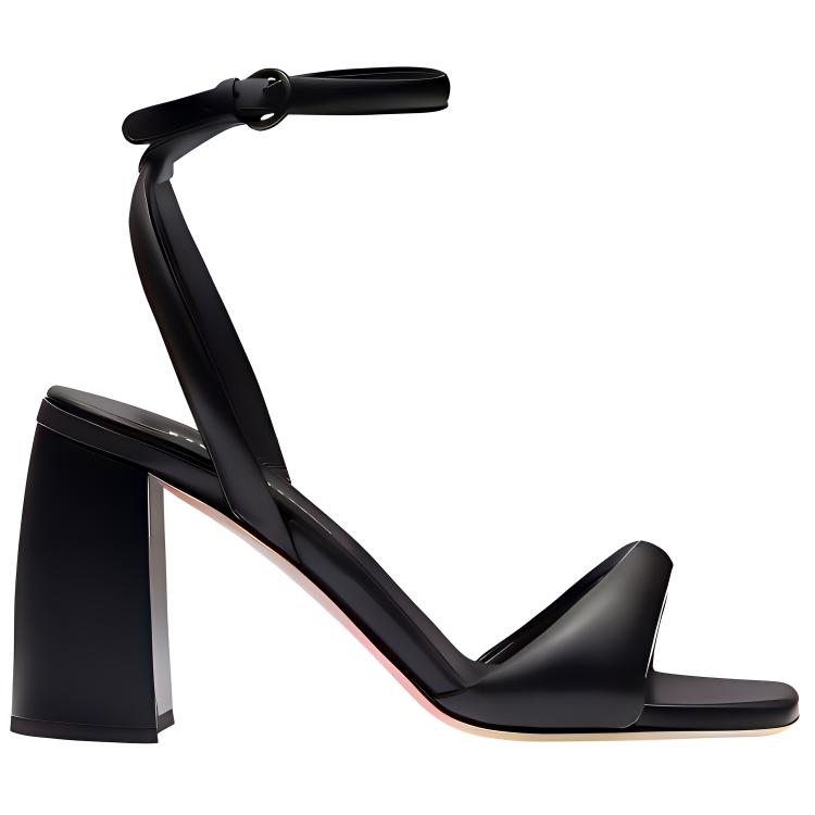 Order (W) MIU MIU Sandales à Talons Chunky en Cuir avec Boucle ''Noir'' 5X910D_011_F0002_F_085