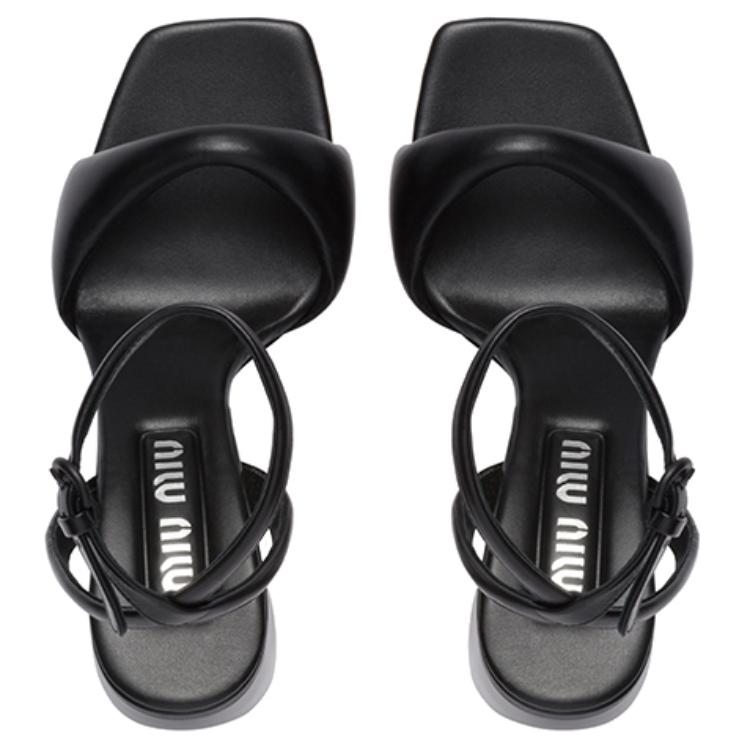 Purchase (W) MIU MIU Sandales à Talons Chunky en Cuir avec Boucle ''Noir'' 5X910D_011_F0002_F_085