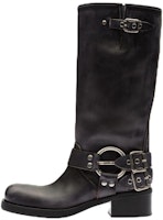 (Women) MIU MIU Leather Chunky Heel Mid-Calf Boot 'Black' 5W791D_3F33_F0002_F_M050 (Women) MIU MIU Leather Chunky Heel Mid-Calf Boot 'Black' 5W791D_3F33_F0002_F_M050