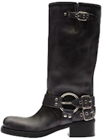 (Women) MIU MIU Leather Chunky Heel Mid-Calf Boot 'Black' 5W791D_3F33_F0002_F_M050 (Women) MIU MIU Leather Chunky Heel Mid-Calf Boot 'Black' 5W791D_3F33_F0002_F_M050