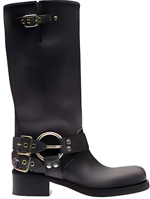 (Women) MIU MIU Leather Chunky Heel Mid-Calf Boot 'Black' 5W791D_3F33_F0002_F_M050 Order (Women) MIU MIU Leather Chunky Heel Mid-Calf Boot 'Black' 5W791D_3F33_F0002_F_M050