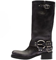 (Women) MIU MIU Leather Chunky Heel Mid-Calf Boot 'Black' 5W791D_3F33_F0002_F_M050 (Women) MIU MIU Leather Chunky Heel Mid-Calf Boot 'Black' 5W791D_3F33_F0002_F_M050