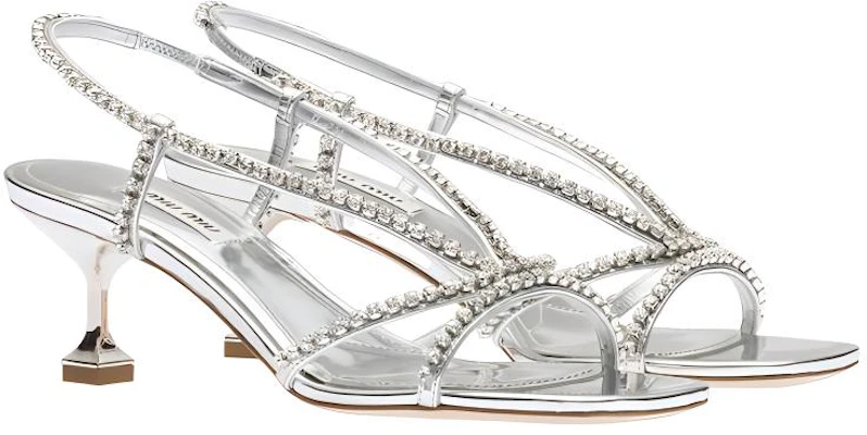(W) MIU MIU Leren Kristallen Fashion Sandalen ''Zilver'' 5X541D_3L1N_F0118_F_055 Lookbook (W) MIU MIU Leren Kristallen Fashion Sandalen ''Zilver'' 5X541D_3L1N_F0118_F_055