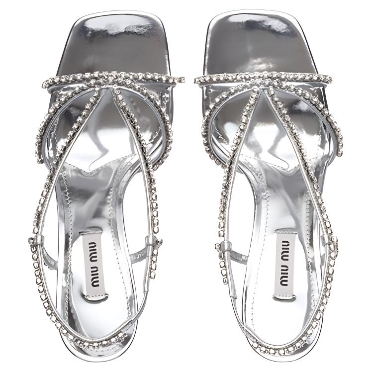 Shop (W) MIU MIU Leren Kristallen Fashion Sandalen ''Zilver'' 5X541D_3L1N_F0118_F_055