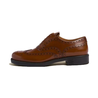 (W) MIU MIU Leather Derby 'Tobacco'