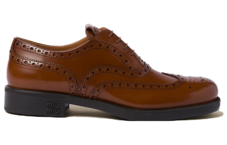Order (W) MIU MIU Kasut Kulit Derby 'Tobacco' 5E038E_055_F0005_F_M030