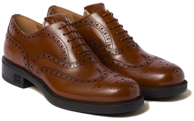 (W) MIU MIU Kasut Kulit Derby 'Tobacco' 5E038E_055_F0005_F_M030 Lookbook (W) MIU MIU Kasut Kulit Derby 'Tobacco' 5E038E_055_F0005_F_M030