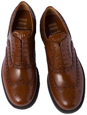 (W) MIU MIU Kasut Kulit Derby 'Tobacco' 5E038E_055_F0005_F_M030 Shop (W) MIU MIU Kasut Kulit Derby 'Tobacco' 5E038E_055_F0005_F_M030