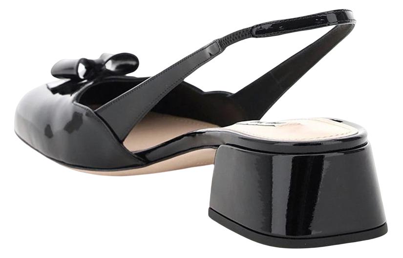 (W) MIU MIU Leather Fashion Round Toe Chunky High Heel 'Black' 圖 3