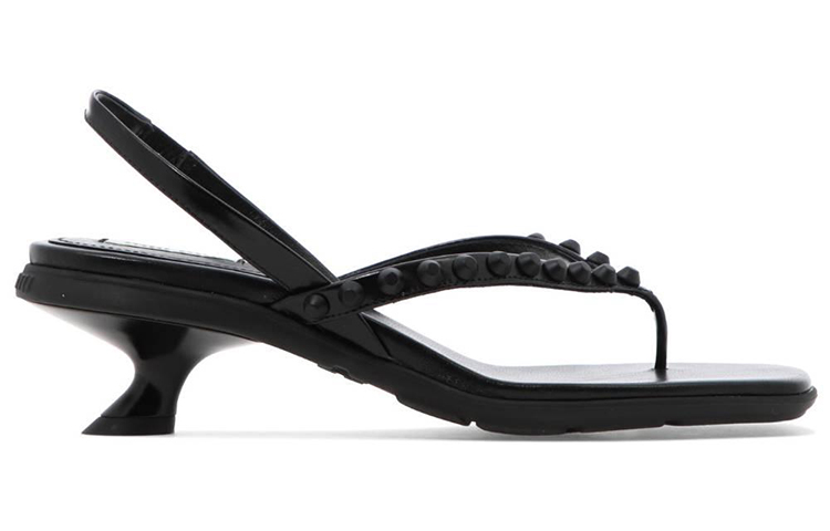 (W) MIU MIU Leather Fashion Sandals 'Black' 圖 2