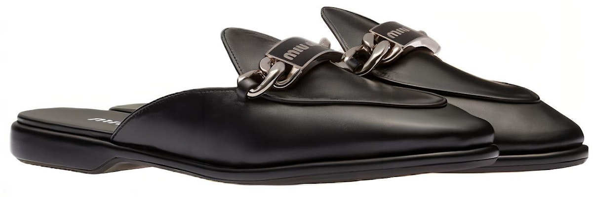 (Women) MIU MIU Leather Fashion Slide 'Black' 'Logo Carved Chain' 5D867D_011_F0002_F_015 Lookbook (Women) MIU MIU Leather Fashion Slide 'Black' 'Logo Carved Chain' 5D867D_011_F0002_F_015