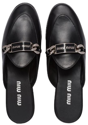 (Women) MIU MIU Leather Fashion Slide 'Black' 'Logo Carved Chain' 5D867D_011_F0002_F_015 Shop (Women) MIU MIU Leather Fashion Slide 'Black' 'Logo Carved Chain' 5D867D_011_F0002_F_015