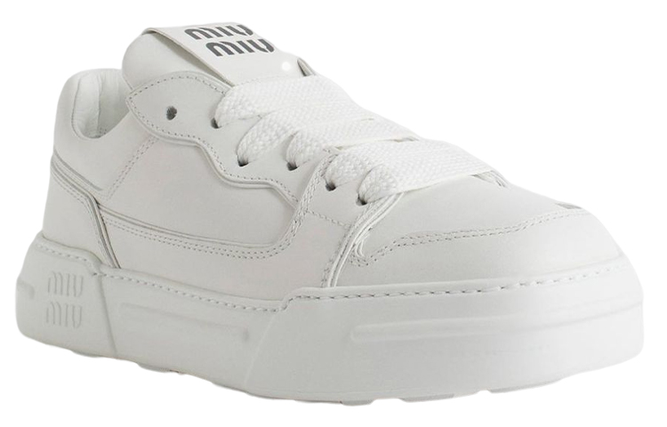 Order (W) ミュウミュウ レザー スニーカー 白 (Myuumyuu Rezaa Suniikaa Shiro) 5E838D_A21_F0009