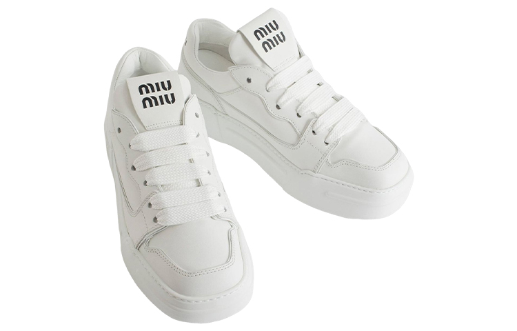 Shop (W) ミュウミュウ レザー スニーカー 白 (Myuumyuu Rezaa Suniikaa Shiro) 5E838D_A21_F0009