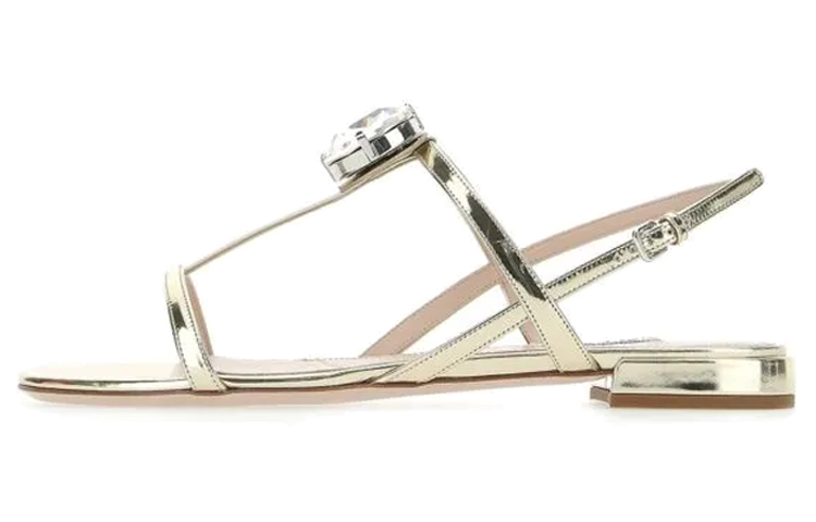 (Women) MIU MIU Leather Flat Sandal 'Gold' 5X947C_3L0M_F0846_F_010