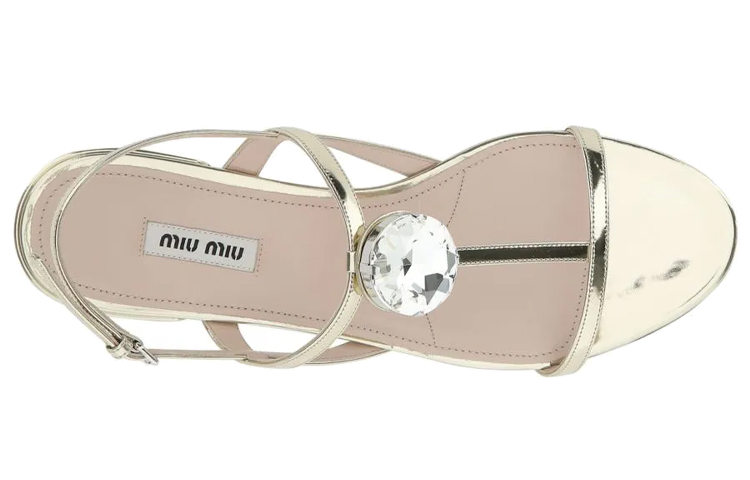 (W) MIU MIU Leather Flat Sandal 'Gold' 圖 4
