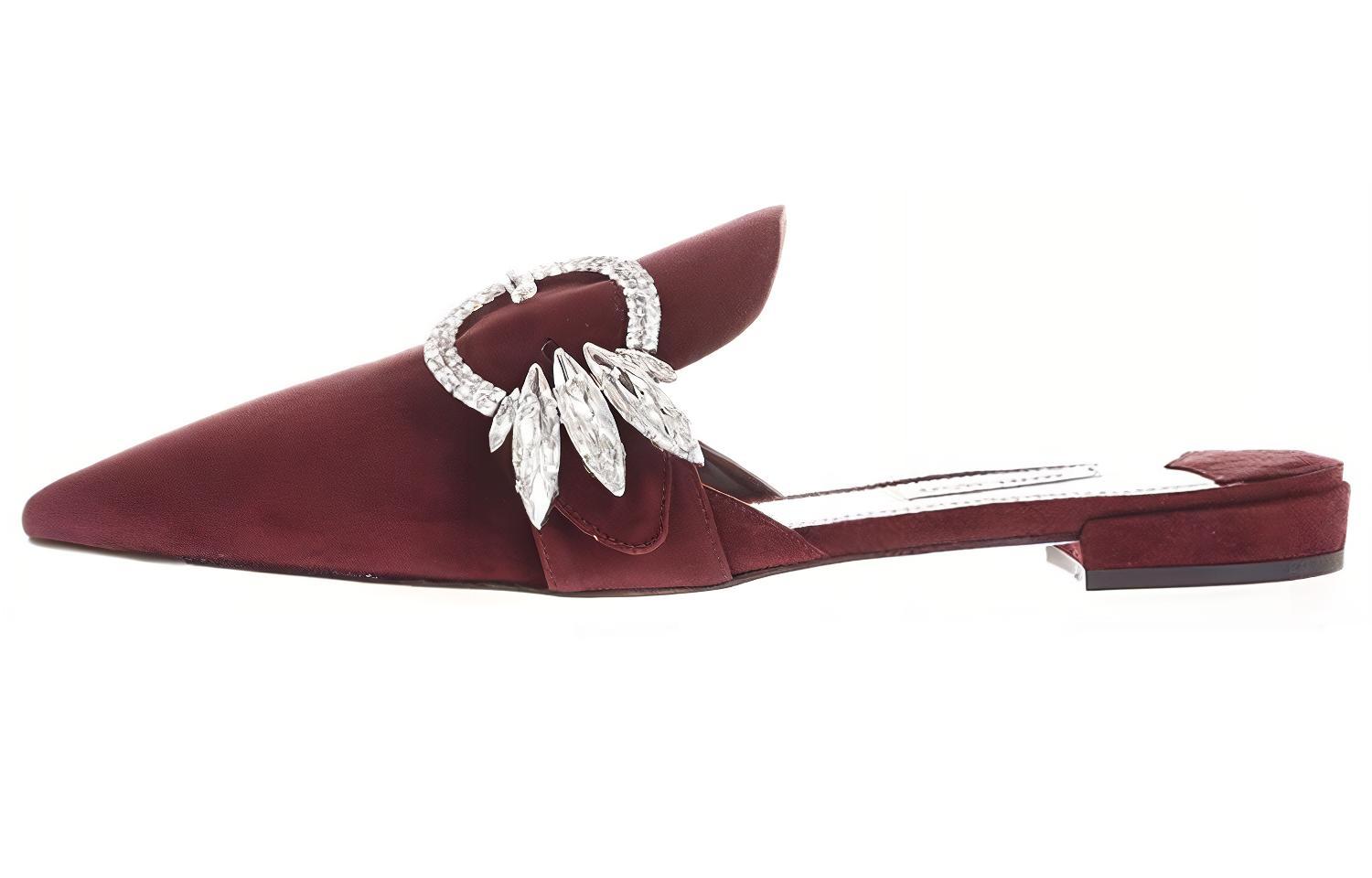 (Women) MIU MIU Leather Flat Slide 'Purple Red' 5S351B_QRG_F0399