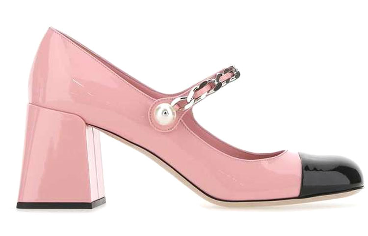 (W) MIU MIU Leather High-Heeled Shoes 'Pink' 圖 2