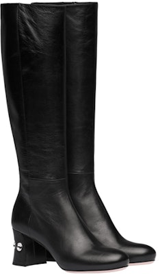 (Women) MIU MIU Leather High-Top Boots 'Black 6.5cm Heel' 5W673C_XUV_F0002_F_065 Order (Women) MIU MIU Leather High-Top Boots 'Black 6.5cm Heel' 5W673C_XUV_F0002_F_065