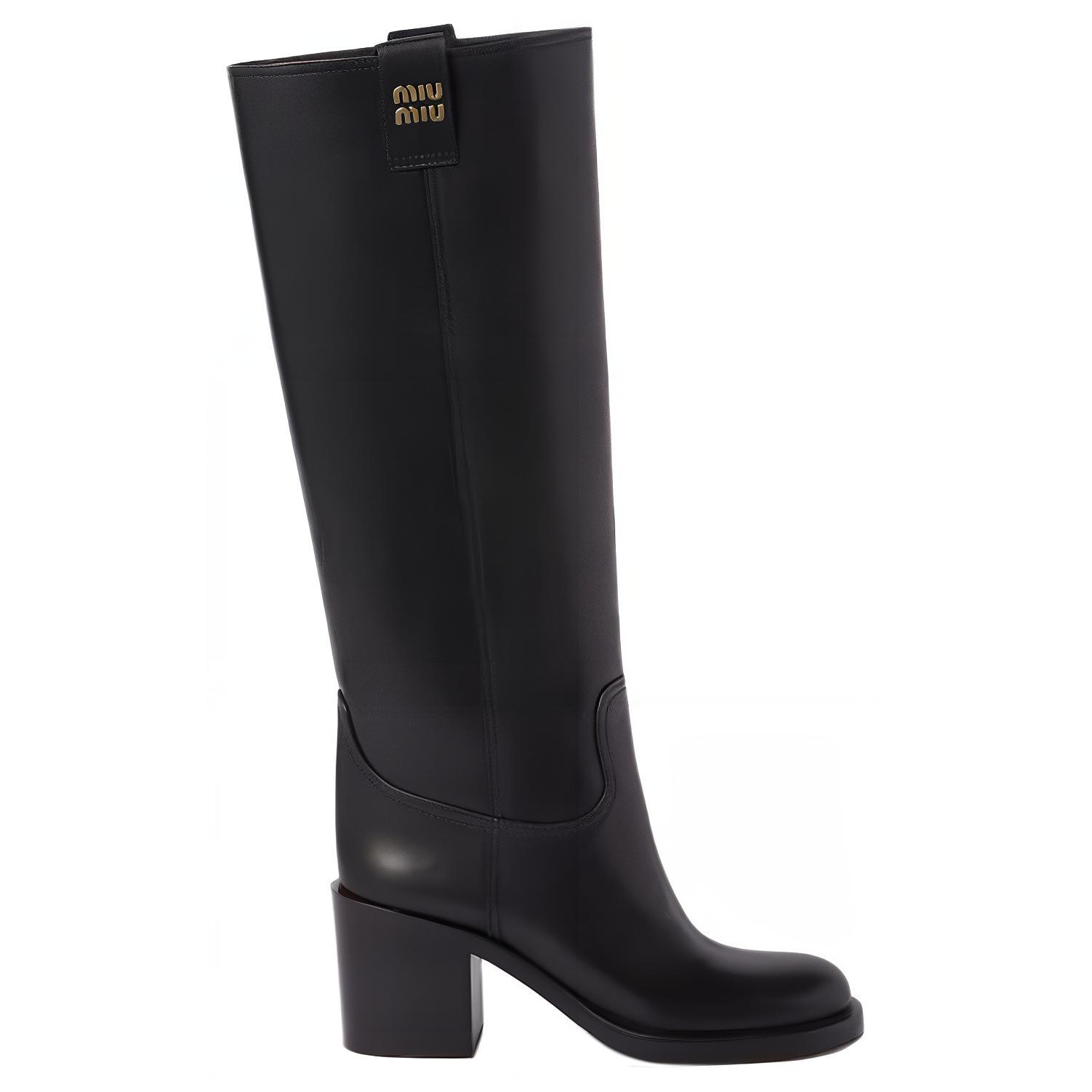 Order (W) Botas Altas de Cuero MIU MIU 'Simple Comfort Black' 5W967D_070_F0002_F_075
