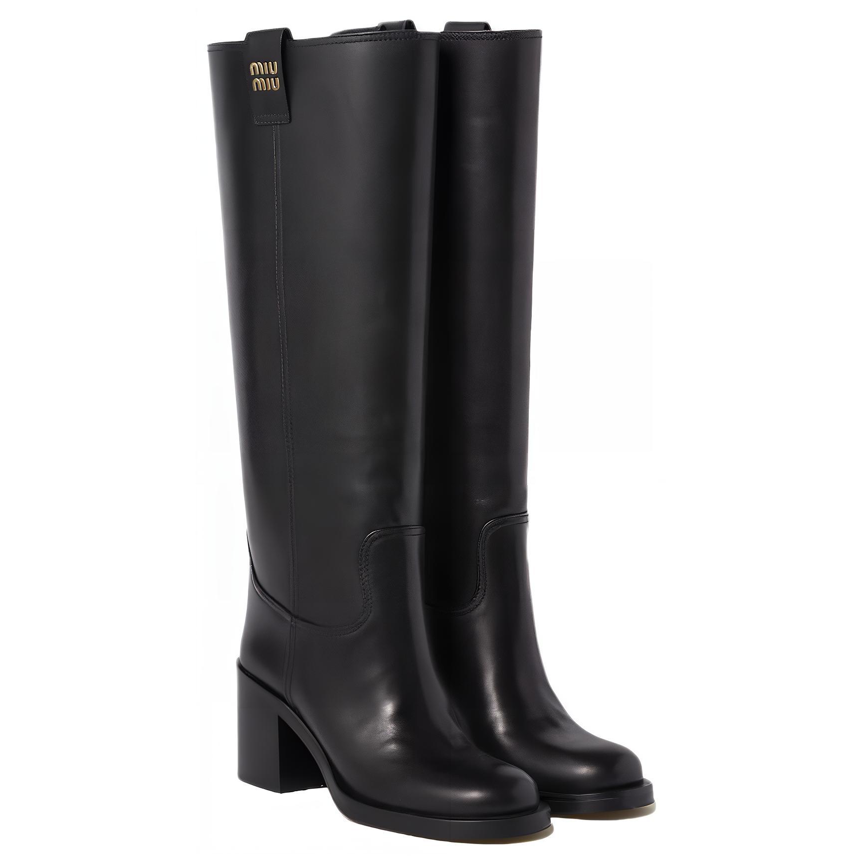 Lookbook (W) Botas Altas de Cuero MIU MIU 'Simple Comfort Black' 5W967D_070_F0002_F_075