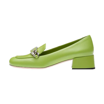 (W) MIU MIU Leather High Heel 'Green Logo Stamp'
