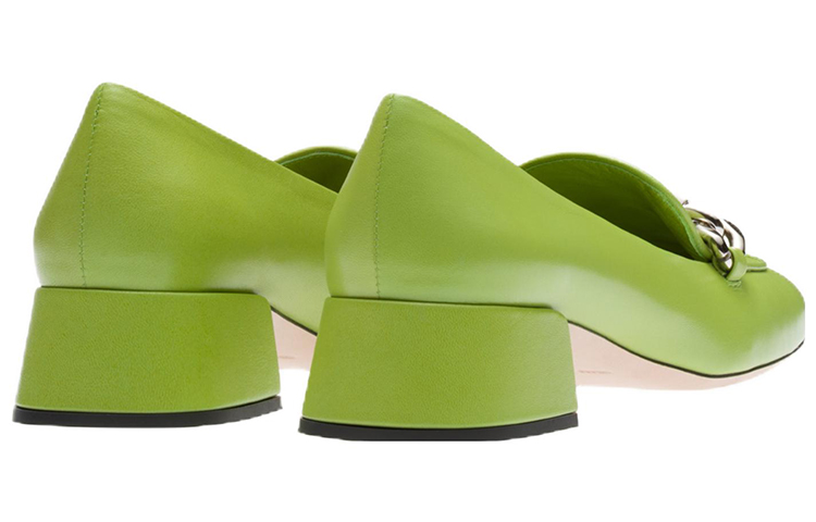 (W) MIU MIU Leather High Heel 'Green Logo Stamp' 圖 5
