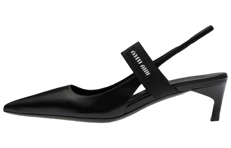 (Women) MIU MIU Leather High Heels 'Black Pointed Toe Slingback' 5I932D_3AQO_F0002_F_045
