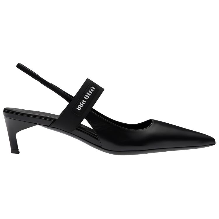 Order (Women) MIU MIU Leather High Heels 'Black Pointed Toe Slingback' 5I932D_3AQO_F0002_F_045